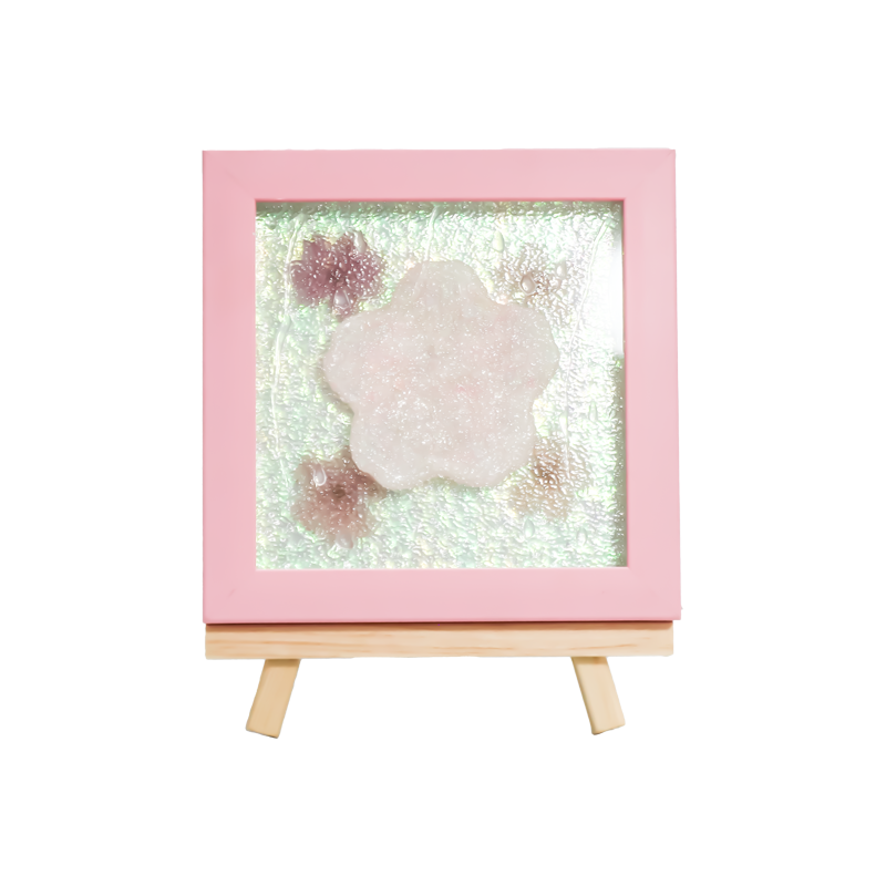 Ramă din lemn galben Cherry Blossom Art Lamp-Yozakura Rain