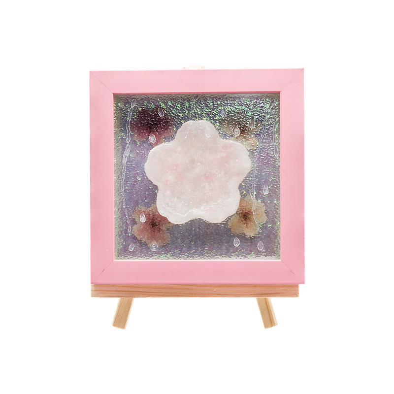 Ramă din lemn galben Cherry Blossom Art Lamp-Yozakura Rain
