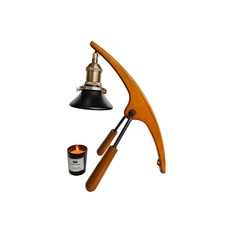 Lampa Incalzitoare Lumanari Cu Brat Curbat De Lemn - Arc Glow