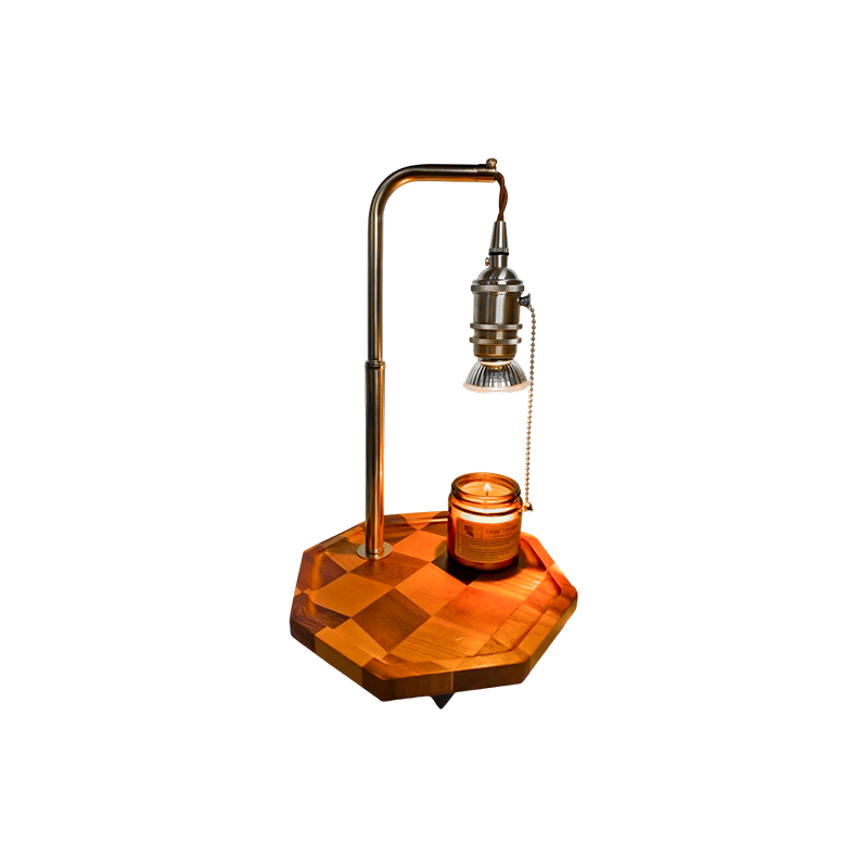 Lampa Retro Incalzitoare Lumanari Cu Alama Si Lemn - Zori Aurii